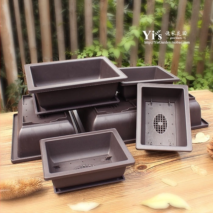 Sukulentna posuda od smole, pravokutnog oblika, plitkog dizajna, set za sadnju i donja posuda za kućnu uporabu