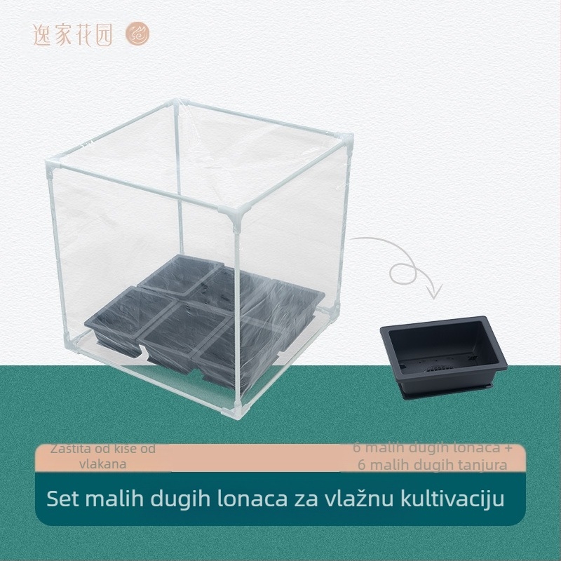 Sukulentna posuda od smole, pravokutnog oblika, plitkog dizajna, set za sadnju i donja posuda za kućnu uporabu