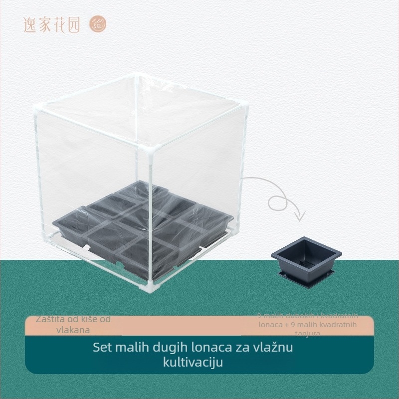 Sukulentna posuda od smole, pravokutnog oblika, plitkog dizajna, set za sadnju i donja posuda za kućnu uporabu