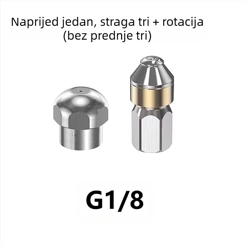 Nehrđajući čelik visokotlačna mlaznica za čišćenje kanalizacije s 1/4 in spojem i 3/8 in brzim spojem, marke Independent