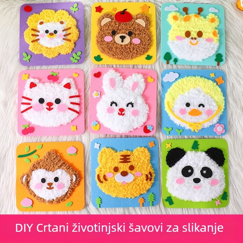 Ručno izrađeni DIY šivaći set za djecu – materijal od platna, tema crtani lik djevojke, edukativna igračka, uzrast 4–6 godina