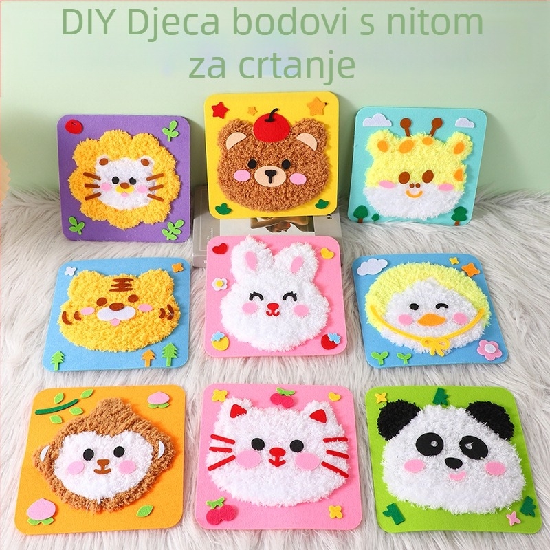 Ručno izrađeni DIY šivaći set za djecu – materijal od platna, tema crtani lik djevojke, edukativna igračka, uzrast 4–6 godina