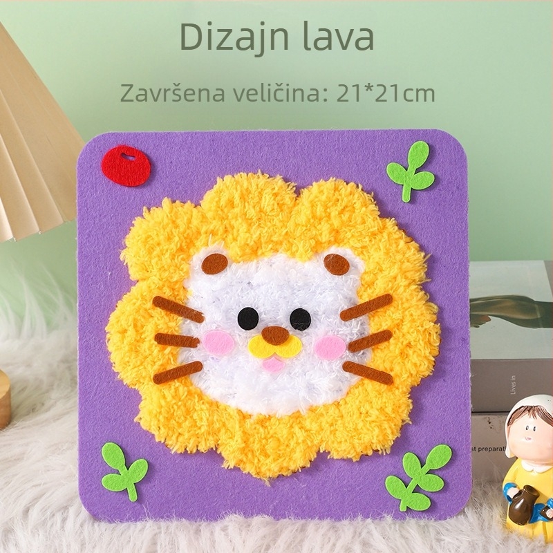 Ručno izrađeni DIY šivaći set za djecu – materijal od platna, tema crtani lik djevojke, edukativna igračka, uzrast 4–6 godina