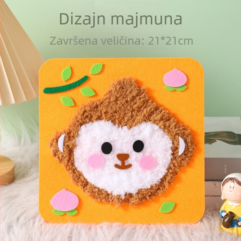 Ručno izrađeni DIY šivaći set za djecu – materijal od platna, tema crtani lik djevojke, edukativna igračka, uzrast 4–6 godina