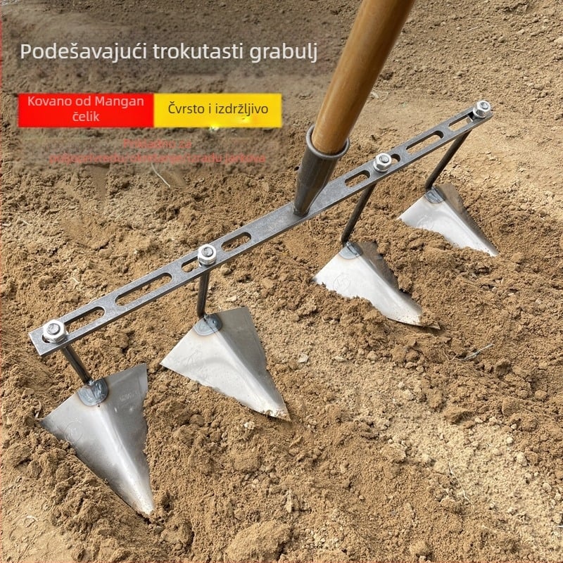 Prilagodljiva trokutasta motika za iskopavanje kanala, kopanje, oblikovanje grebena i prozračivanje tla – višenamjenski vrtni alat s oštrim vrhom orlovog kljuna