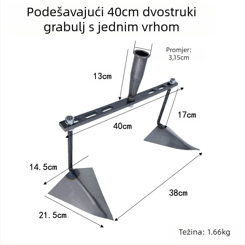 Prilagodljiva trokutasta motika za iskopavanje kanala, kopanje, oblikovanje grebena i prozračivanje tla – višenamjenski vrtni alat s oštrim vrhom orlovog kljuna