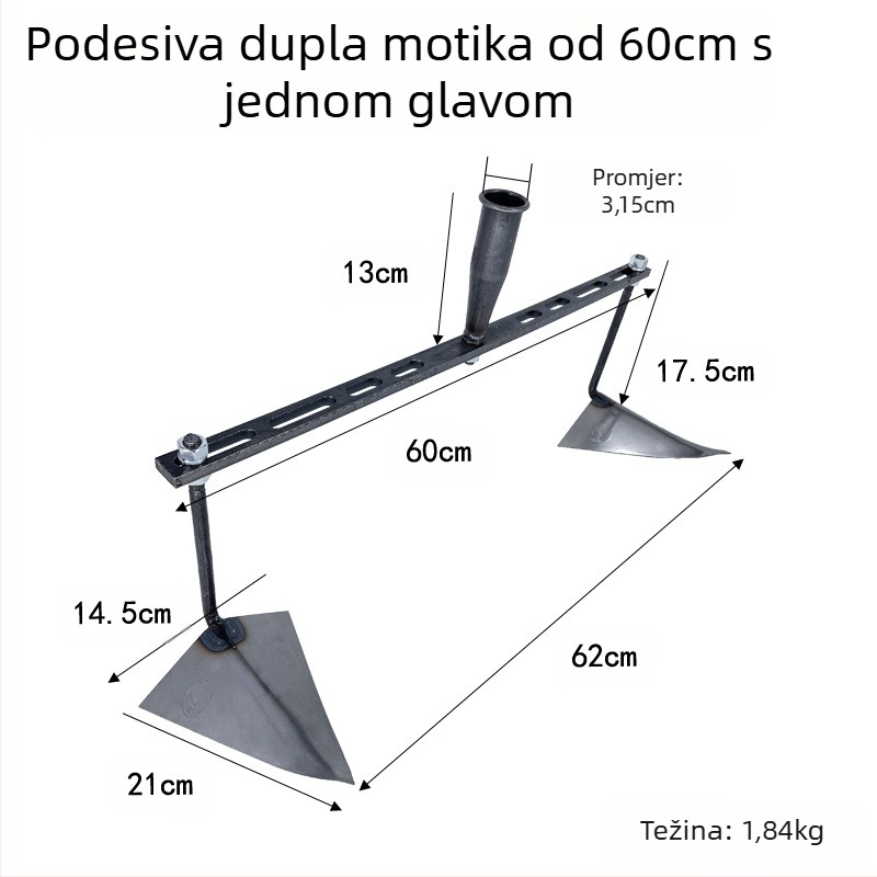 Prilagodljiva trokutasta motika za iskopavanje kanala, kopanje, oblikovanje grebena i prozračivanje tla – višenamjenski vrtni alat s oštrim vrhom orlovog kljuna