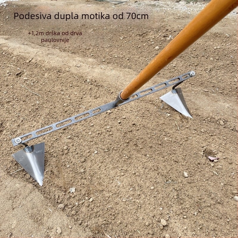 Prilagodljiva trokutasta motika za iskopavanje kanala, kopanje, oblikovanje grebena i prozračivanje tla – višenamjenski vrtni alat s oštrim vrhom orlovog kljuna