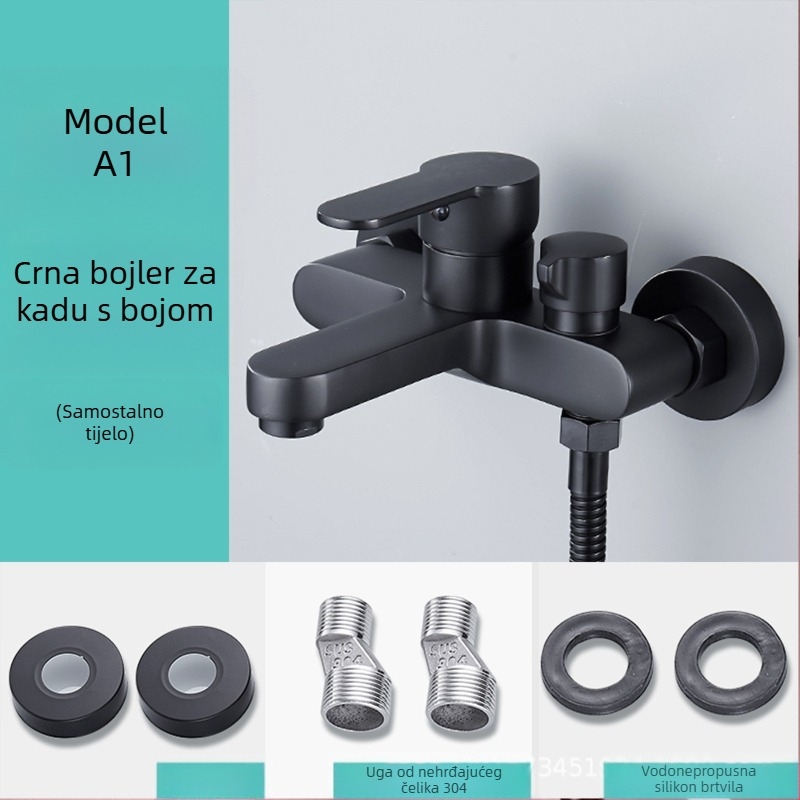 Kupaonski trostruki miješajući slavina s bočnim otvorom, bakreno tijelo, keramički disk ventil, model 8889, zidna ugradnja