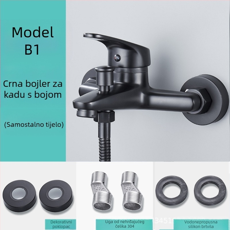Kupaonski trostruki miješajući slavina s bočnim otvorom, bakreno tijelo, keramički disk ventil, model 8889, zidna ugradnja