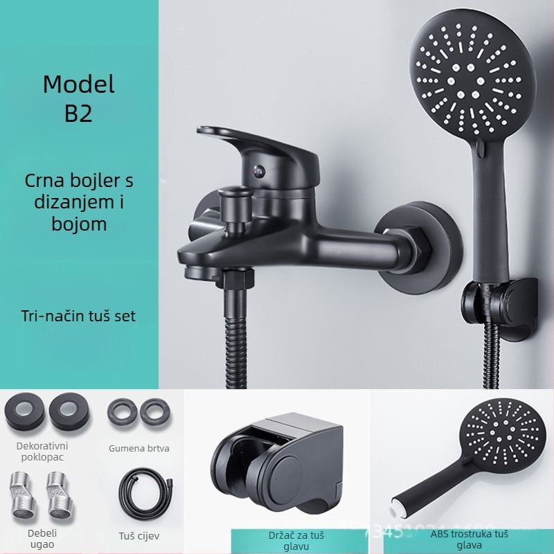 Kupaonski trostruki miješajući slavina s bočnim otvorom, bakreno tijelo, keramički disk ventil, model 8889, zidna ugradnja