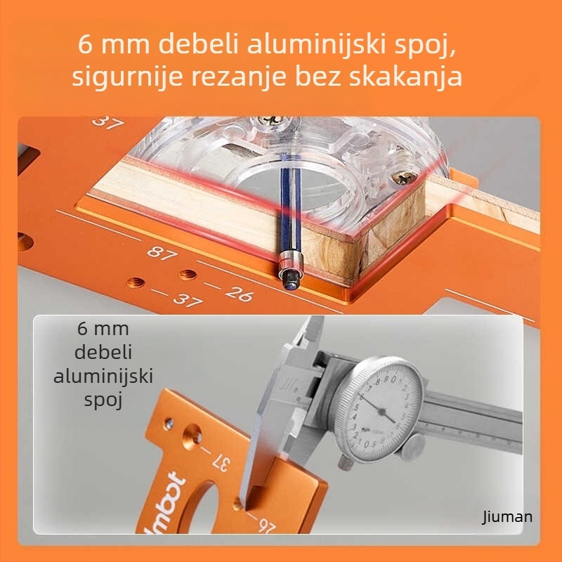 Aluminijska profilna šablona za kanaliziranje bez ručke, dvostruko namijenjena, U-oblikovana šablona za drvne radove