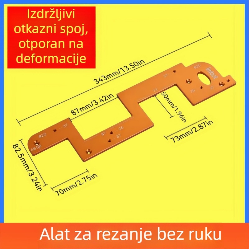 Aluminijska profilna šablona za kanaliziranje bez ručke, dvostruko namijenjena, U-oblikovana šablona za drvne radove