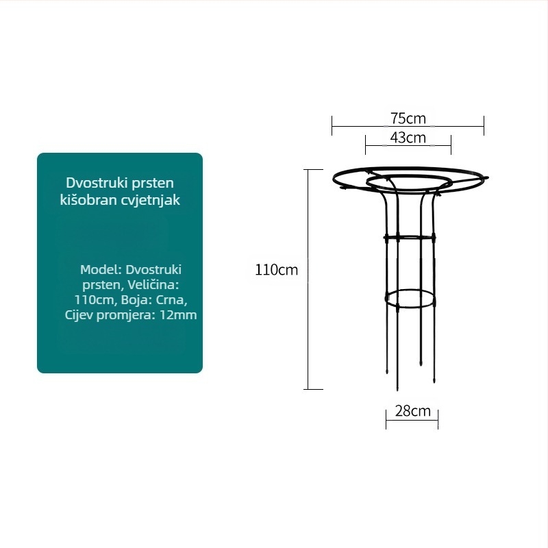 Penjački okvir za biljke s nosačem za lonce i balkonskom policom, metalne cijevi s plastičnim premazom, pastoralni stil, kombinirana uporaba