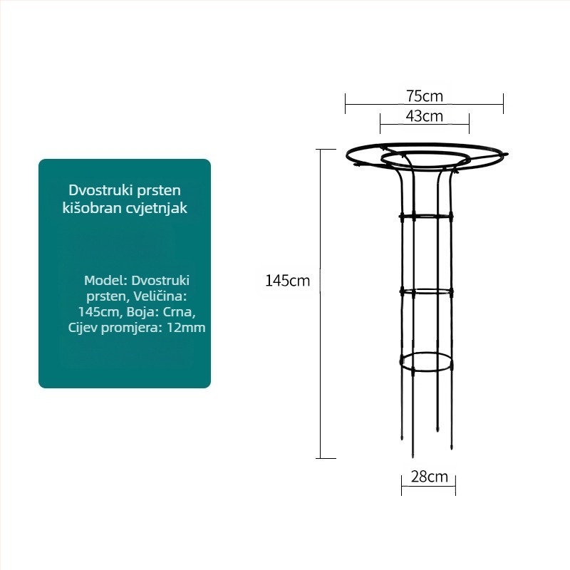 Penjački okvir za biljke s nosačem za lonce i balkonskom policom, metalne cijevi s plastičnim premazom, pastoralni stil, kombinirana uporaba