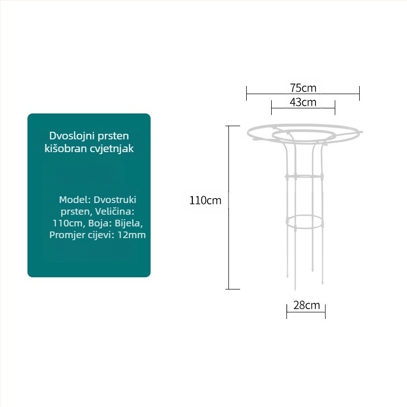 Penjački okvir za biljke s nosačem za lonce i balkonskom policom, metalne cijevi s plastičnim premazom, pastoralni stil, kombinirana uporaba