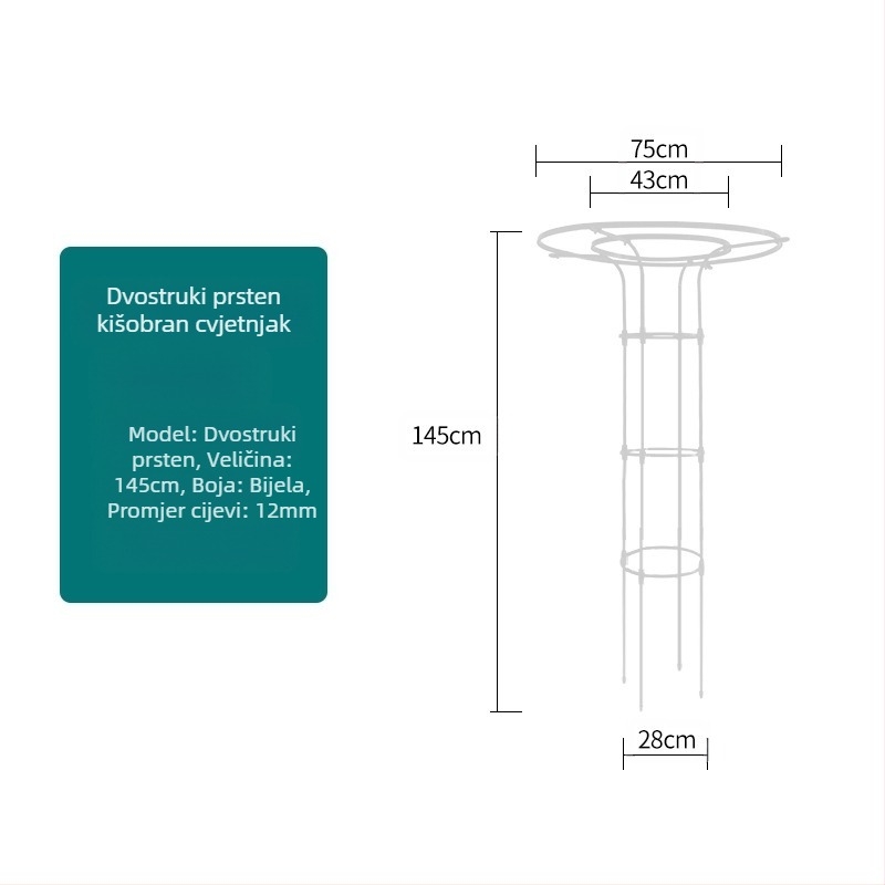 Penjački okvir za biljke s nosačem za lonce i balkonskom policom, metalne cijevi s plastičnim premazom, pastoralni stil, kombinirana uporaba