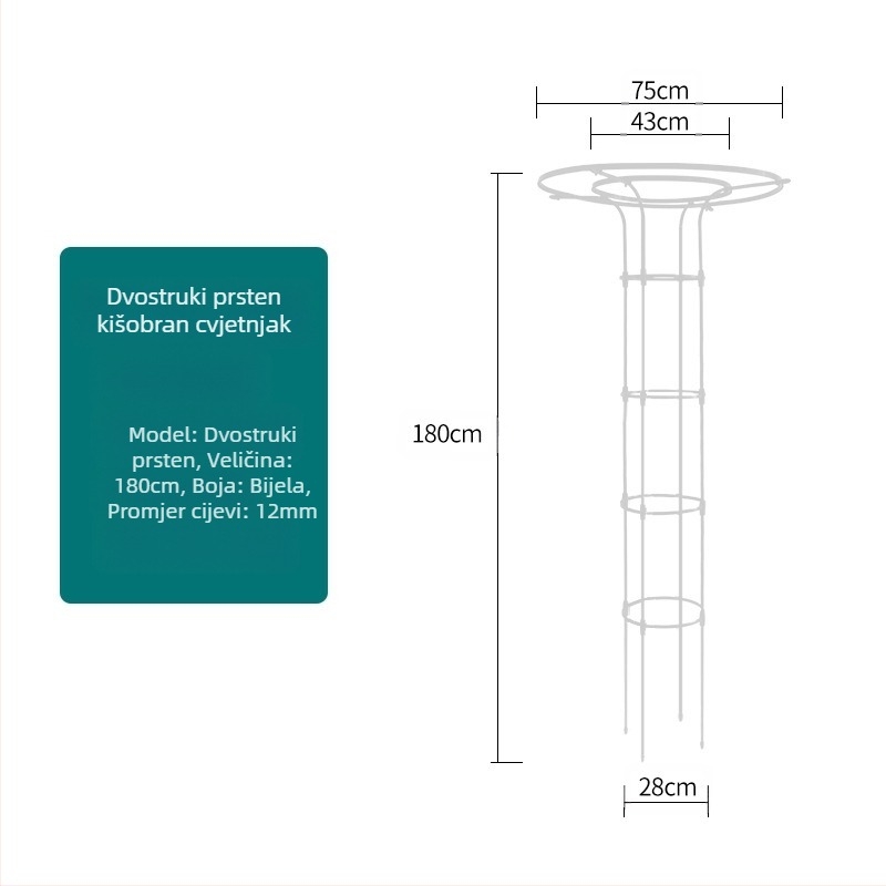 Penjački okvir za biljke s nosačem za lonce i balkonskom policom, metalne cijevi s plastičnim premazom, pastoralni stil, kombinirana uporaba