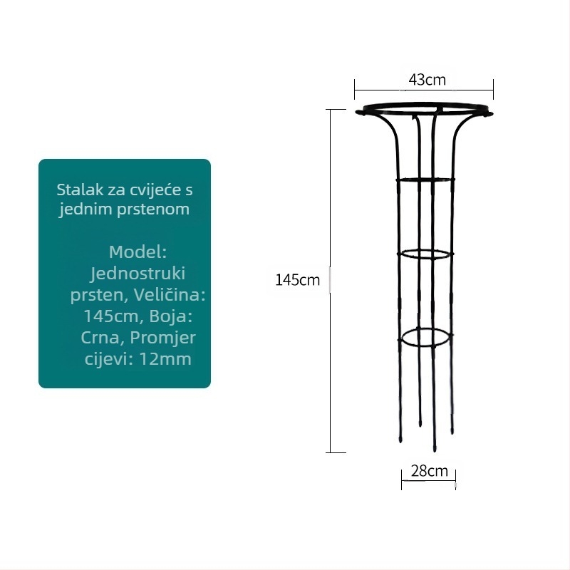 Penjački okvir za biljke s nosačem za lonce i balkonskom policom, metalne cijevi s plastičnim premazom, pastoralni stil, kombinirana uporaba