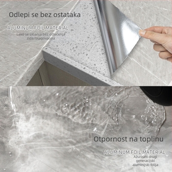 Kuhinjska naljepnica za zid PET-a, vodootporna i otporna na ulja, otporna na visoke temperature, marmornog uzorka, samoljepljiva, 1 kom.