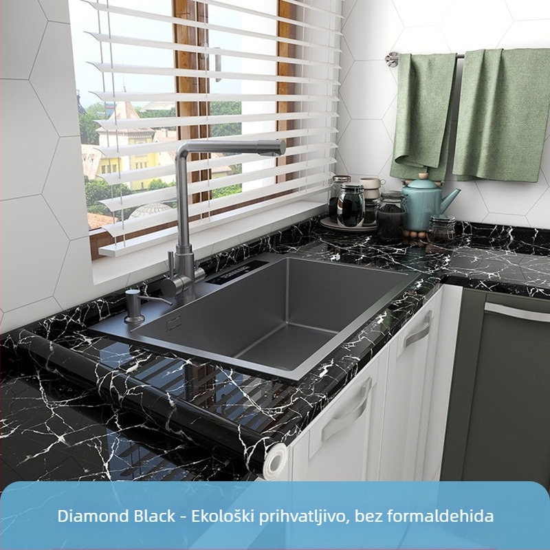 Kuhinjska naljepnica za zid PET-a, vodootporna i otporna na ulja, otporna na visoke temperature, marmornog uzorka, samoljepljiva, 1 kom.