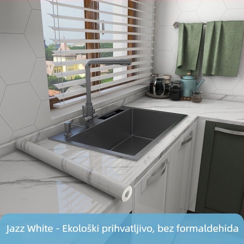 Kuhinjska naljepnica za zid PET-a, vodootporna i otporna na ulja, otporna na visoke temperature, marmornog uzorka, samoljepljiva, 1 kom.