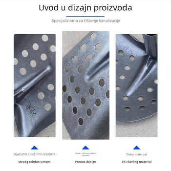 Lopata za čišćenje kanalizacije s uglačnom pravokutnom metalnom glavom – za čišćenje kanalizacije i rovova