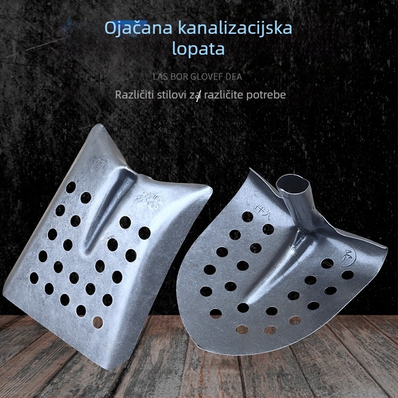 Lopata za čišćenje kanalizacije s uglačnom pravokutnom metalnom glavom – za čišćenje kanalizacije i rovova