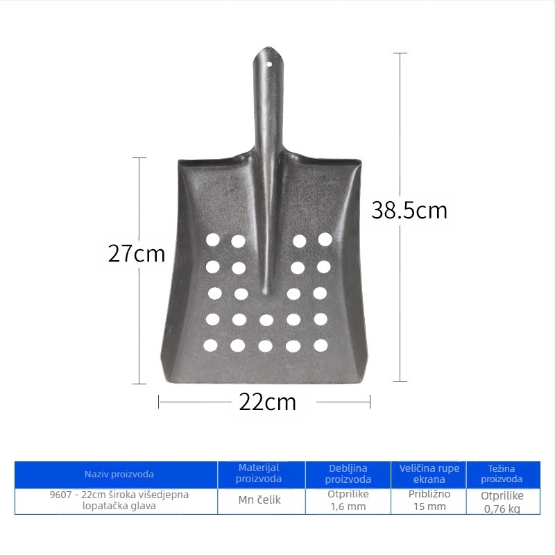 Lopata za čišćenje kanalizacije s uglačnom pravokutnom metalnom glavom – za čišćenje kanalizacije i rovova