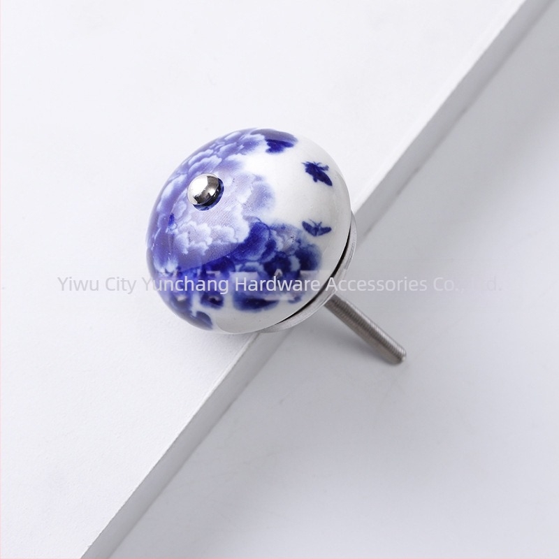 Yunchang okrugla keramička ručka za ormariće i ladice — moderni minimalistički stil, lagani luksuz; materijal keramika; površinska elektroplatiranje; branda Yunchang Hardware.