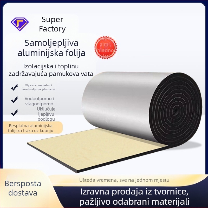 Izolacijska vata s aluminijskom folijom – samoljepljiva krova izolacija, mikroporozna, jezgra gumene vate, rola, 0,033 W/mK