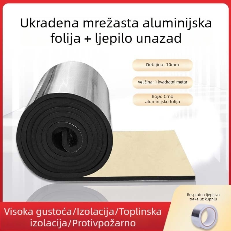 Izolacijska vata s aluminijskom folijom – samoljepljiva krova izolacija, mikroporozna, jezgra gumene vate, rola, 0,033 W/mK