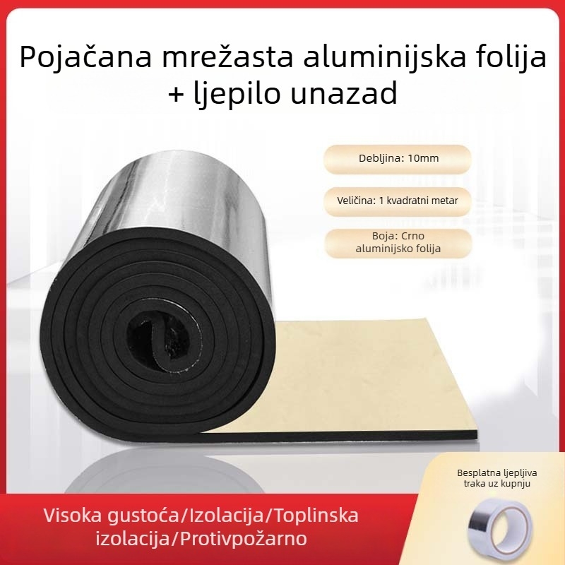 Izolacijska vata s aluminijskom folijom – samoljepljiva krova izolacija, mikroporozna, jezgra gumene vate, rola, 0,033 W/mK