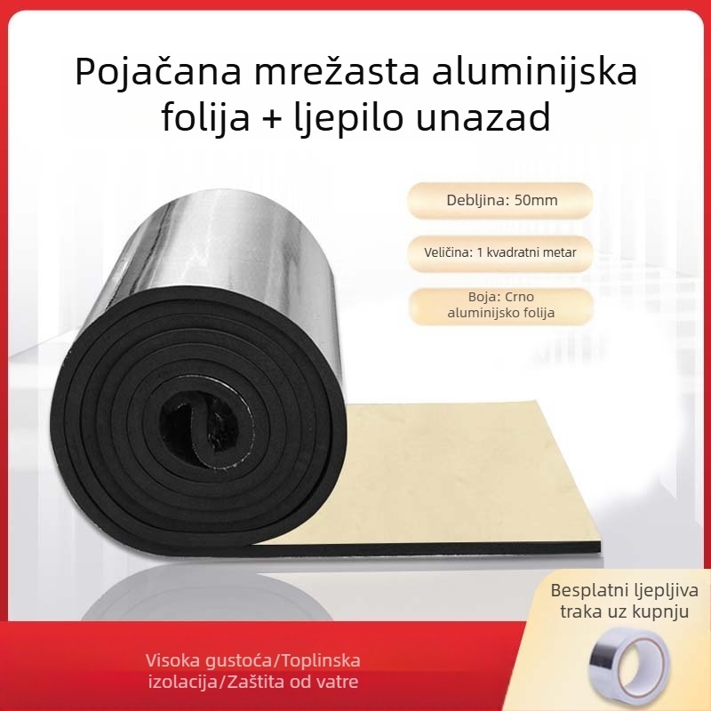 Izolacijska vata s aluminijskom folijom – samoljepljiva krova izolacija, mikroporozna, jezgra gumene vate, rola, 0,033 W/mK