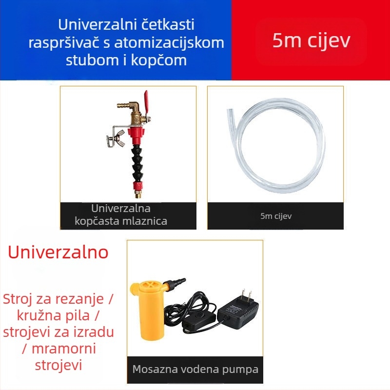 Uređaj za vodeni sprej za rezne strojeve s zaštitom od prašine i hlađenjem, univerzalno za kamen/mramor strojeve, dodatak za kutnu brusilicu