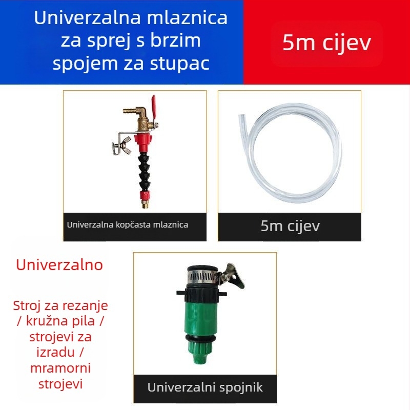 Uređaj za vodeni sprej za rezne strojeve s zaštitom od prašine i hlađenjem, univerzalno za kamen/mramor strojeve, dodatak za kutnu brusilicu