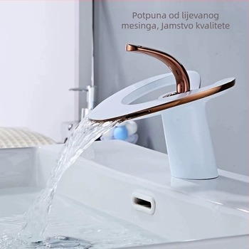 Međinska kupaonska slavina od mjedi, moderni minimalistički dizajn, miješajući slavina, otvaranje podizanjem, keramički disk ventil