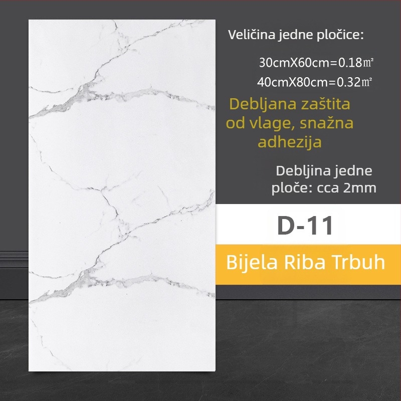 Zidna naljepnica s imitacijom mramora, PVC, samoljepljiva, vodootporna i otporna na vlagu, za kupaonicu