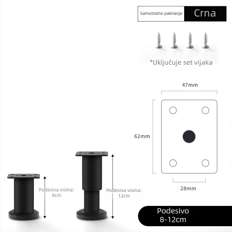 Podesive noge za namještaj – Qiaoju qiaojian hardware, model QJDL-BXGGJ-7, materijal: nehrđajući čelik / hladno valjani čelik, pogodna za ormariće i sofe, stil: moderni minimalistički
