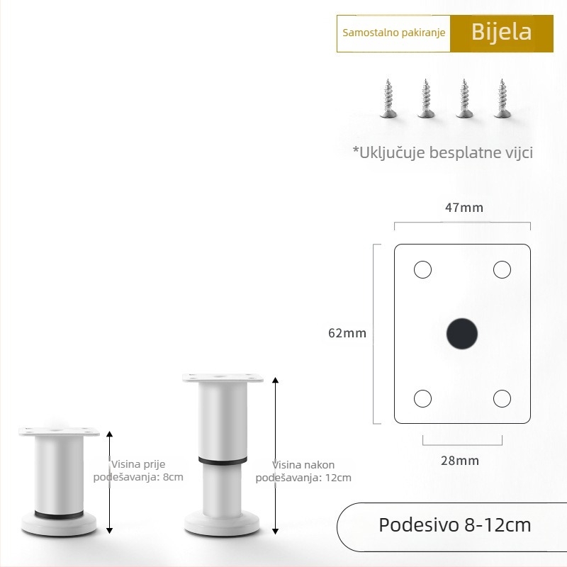 Podesive noge za namještaj – Qiaoju qiaojian hardware, model QJDL-BXGGJ-7, materijal: nehrđajući čelik / hladno valjani čelik, pogodna za ormariće i sofe, stil: moderni minimalistički