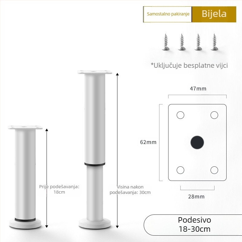 Podesive noge za namještaj – Qiaoju qiaojian hardware, model QJDL-BXGGJ-7, materijal: nehrđajući čelik / hladno valjani čelik, pogodna za ormariće i sofe, stil: moderni minimalistički