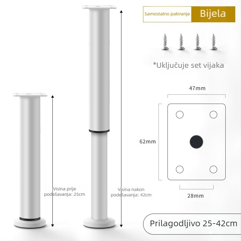 Podesive noge za namještaj – Qiaoju qiaojian hardware, model QJDL-BXGGJ-7, materijal: nehrđajući čelik / hladno valjani čelik, pogodna za ormariće i sofe, stil: moderni minimalistički