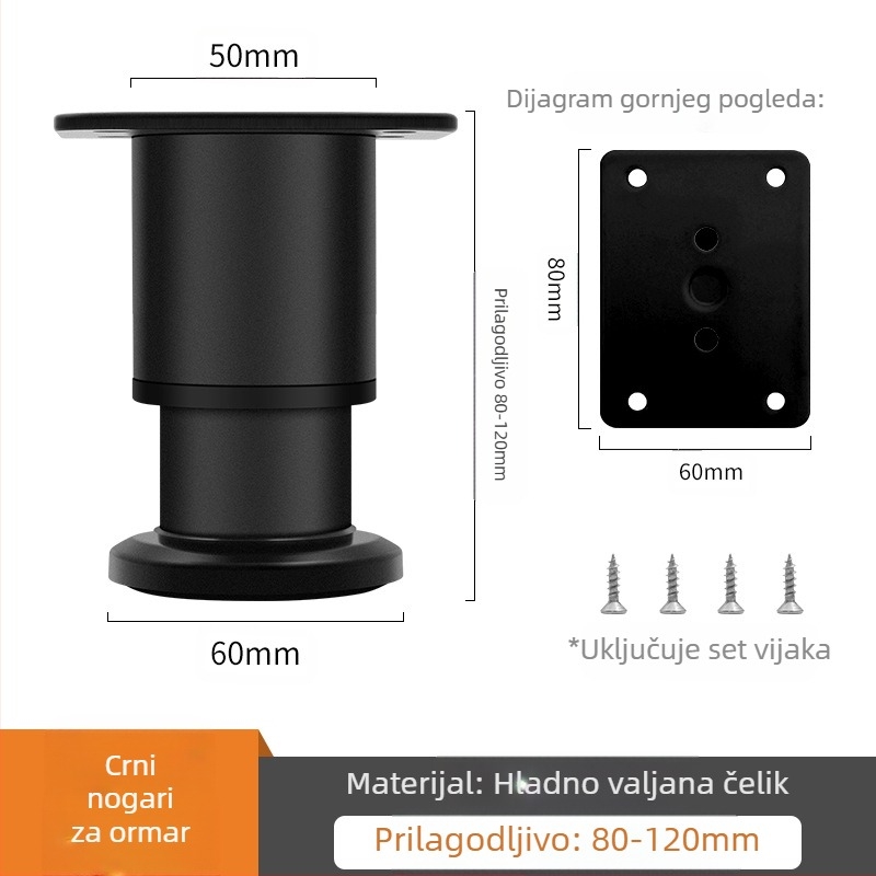 Podesive noge za namještaj – Qiaoju qiaojian hardware, model QJDL-BXGGJ-7, materijal: nehrđajući čelik / hladno valjani čelik, pogodna za ormariće i sofe, stil: moderni minimalistički