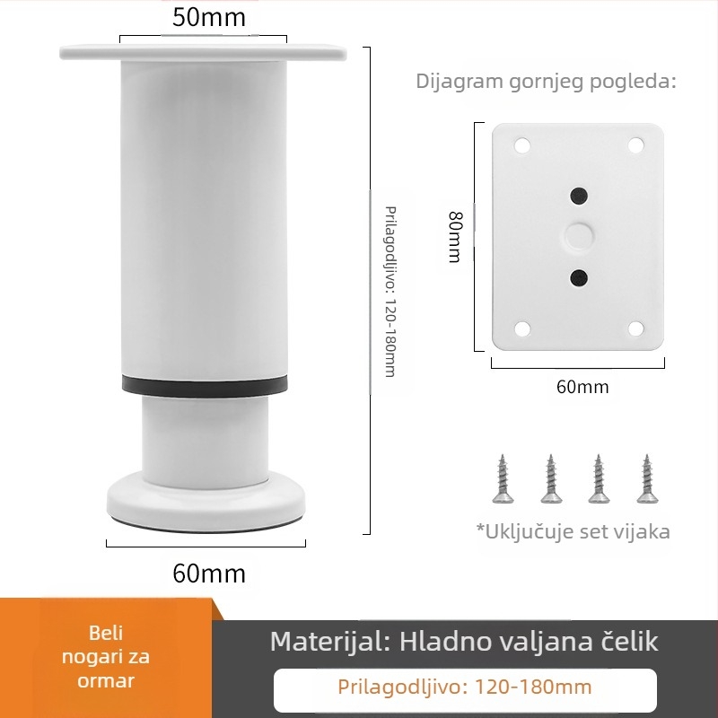 Podesive noge za namještaj – Qiaoju qiaojian hardware, model QJDL-BXGGJ-7, materijal: nehrđajući čelik / hladno valjani čelik, pogodna za ormariće i sofe, stil: moderni minimalistički