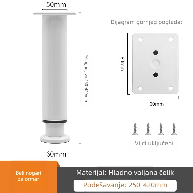 Podesive noge za namještaj – Qiaoju qiaojian hardware, model QJDL-BXGGJ-7, materijal: nehrđajući čelik / hladno valjani čelik, pogodna za ormariće i sofe, stil: moderni minimalistički