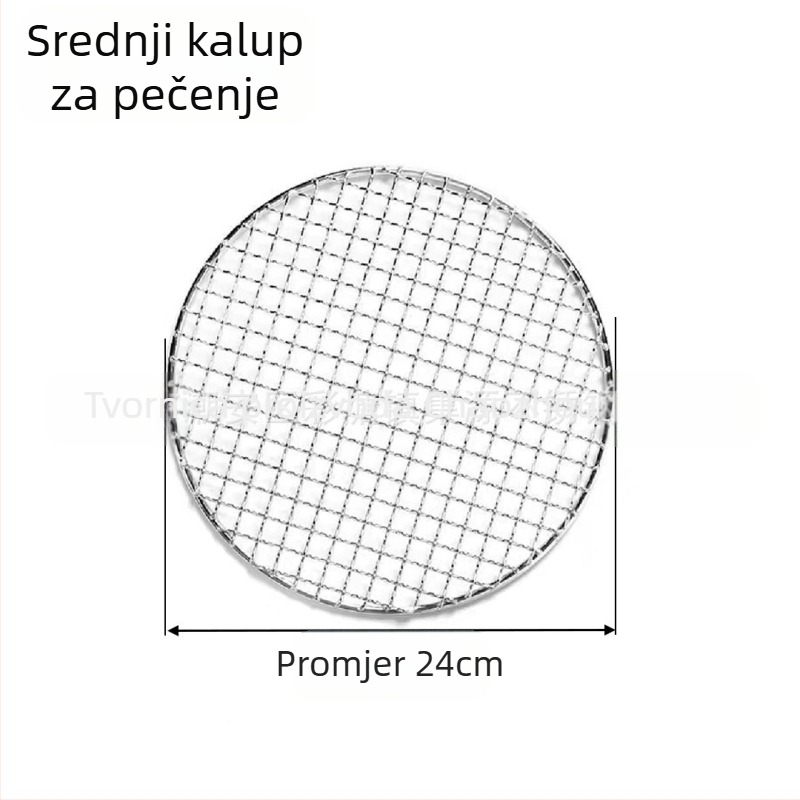 Nehrđajući čelični roštilj rešet za roštilj, okruglog oblika – višestruka namjena, prenosiva, lako se čisti – izrađeno točkastim zavarivanjem i presovanjem