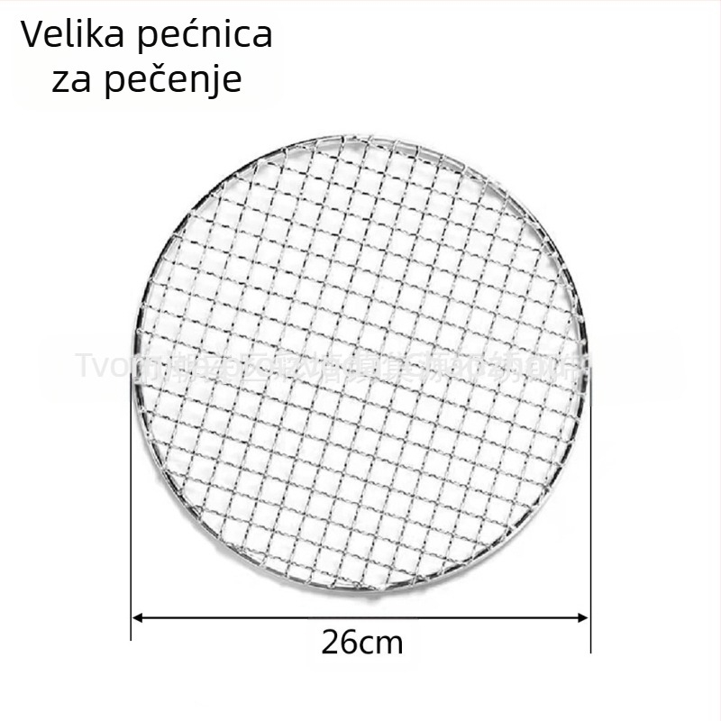 Nehrđajući čelični roštilj rešet za roštilj, okruglog oblika – višestruka namjena, prenosiva, lako se čisti – izrađeno točkastim zavarivanjem i presovanjem