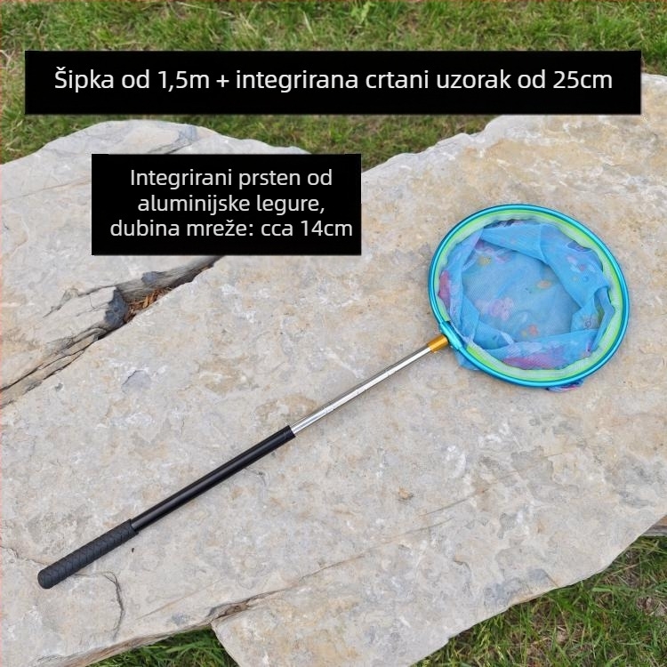 Dječja teleskopska mreža s štapom od nehrđajućeg čelika i aluminijske legure za ribolov, leptire i kukce