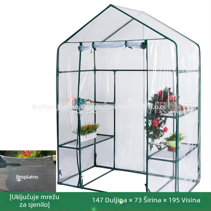Vanjski staklenik za povrće i cvijeće sa sjenilom, vodootpornošću i izolacijom za balkon i vrt