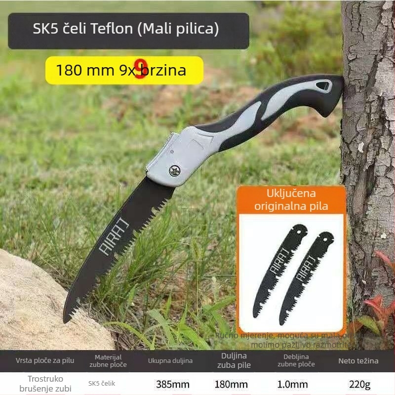 Sklopiva ručna pila za drvo s čeličnim listom — ručna izrada, za obradu drva, njemački vučni stil